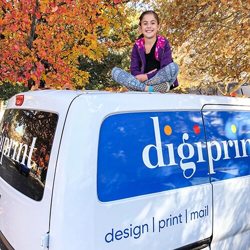 girl on delivery van