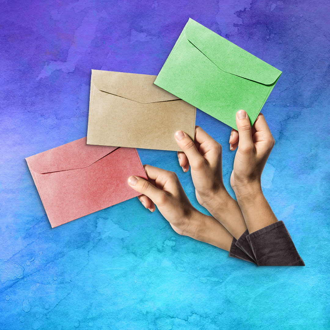 Direct Mail hands holding envelopes