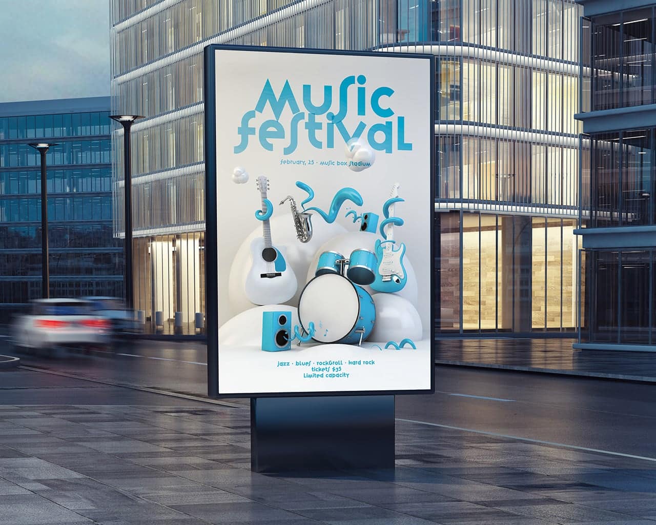 music festival poster on street